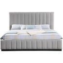 Meridian Lucia Grey Linen Textured Fabric King Bed IMAGE 3