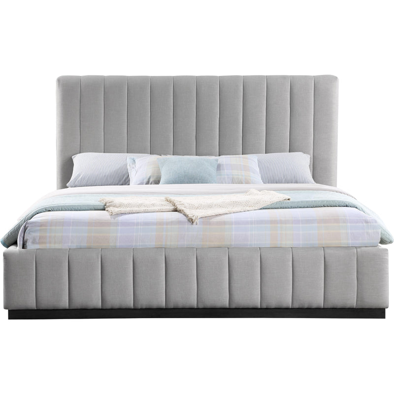 Meridian Lucia Grey Linen Textured Fabric King Bed IMAGE 3