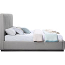 Meridian Lucia Grey Linen Textured Fabric King Bed IMAGE 4