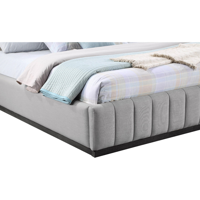 Meridian Lucia Grey Linen Textured Fabric King Bed IMAGE 6