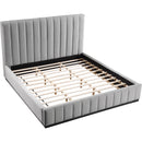 Meridian Lucia Grey Linen Textured Fabric King Bed IMAGE 8