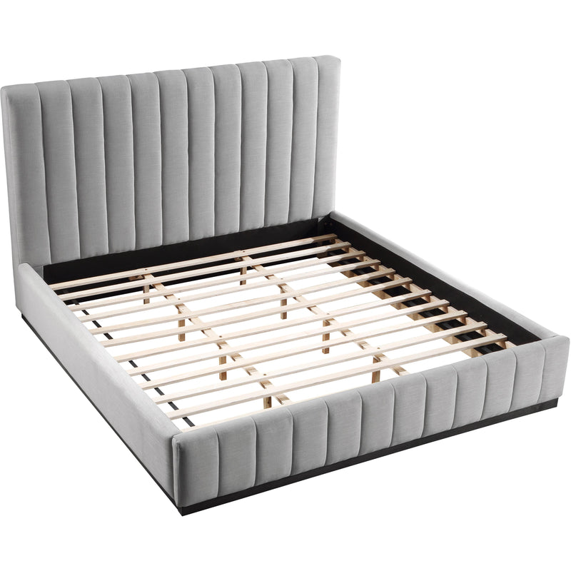 Meridian Lucia Grey Linen Textured Fabric King Bed IMAGE 8