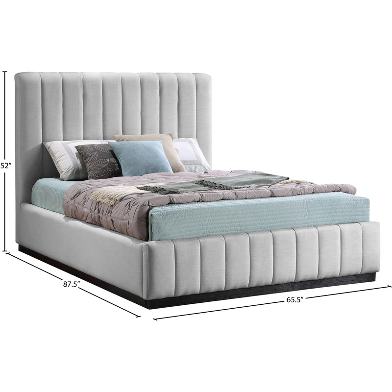 Meridian Lucia Grey Linen Textured Fabric Queen Bed IMAGE 12