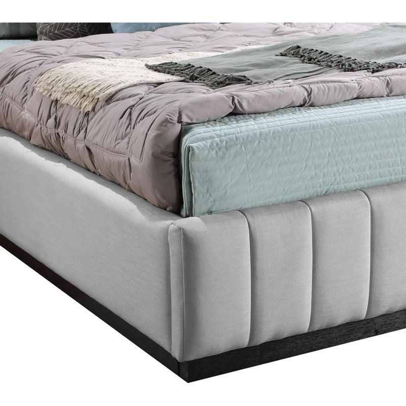 Meridian Lucia Grey Linen Textured Fabric Queen Bed IMAGE 6