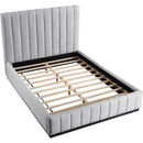 Meridian Lucia Grey Linen Textured Fabric Queen Bed IMAGE 8