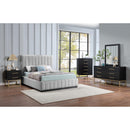 Meridian Lucia Grey Linen Textured Fabric Queen Bed IMAGE 9