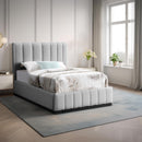 Meridian Lucia Grey Linen Textured Fabric Twin Bed IMAGE 2