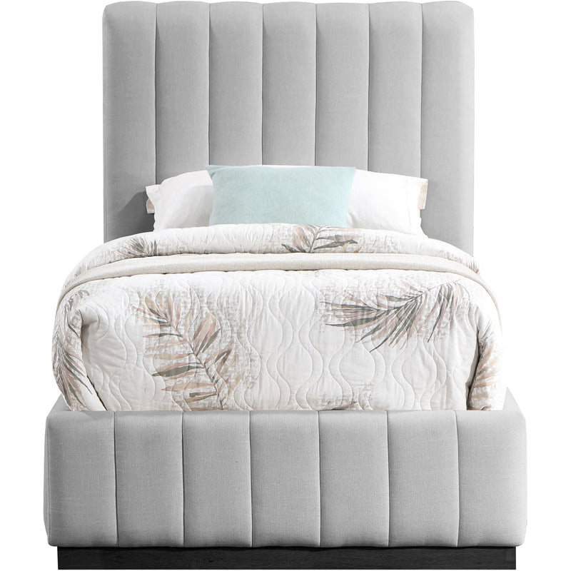 Meridian Lucia Grey Linen Textured Fabric Twin Bed IMAGE 3