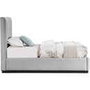 Meridian Lucia Grey Linen Textured Fabric Twin Bed IMAGE 4