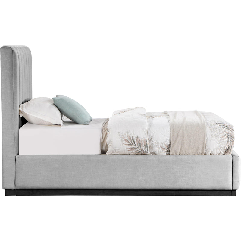 Meridian Lucia Grey Linen Textured Fabric Twin Bed IMAGE 4