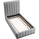 Meridian Lucia Grey Linen Textured Fabric Twin Bed IMAGE 8