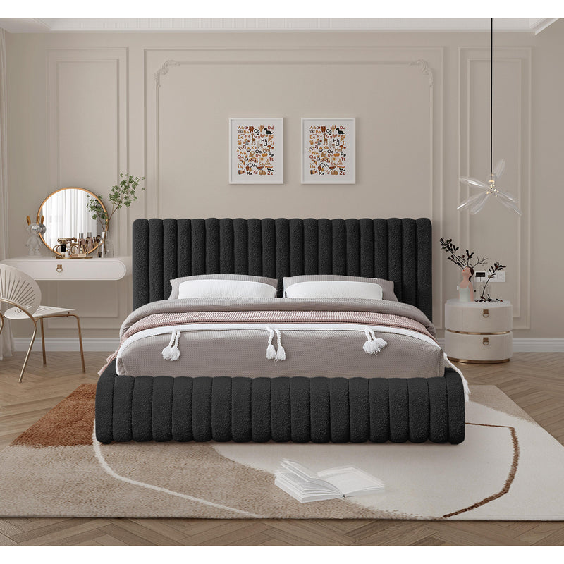 Meridian Nash Black Boucle Fabric Queen Bed IMAGE 4