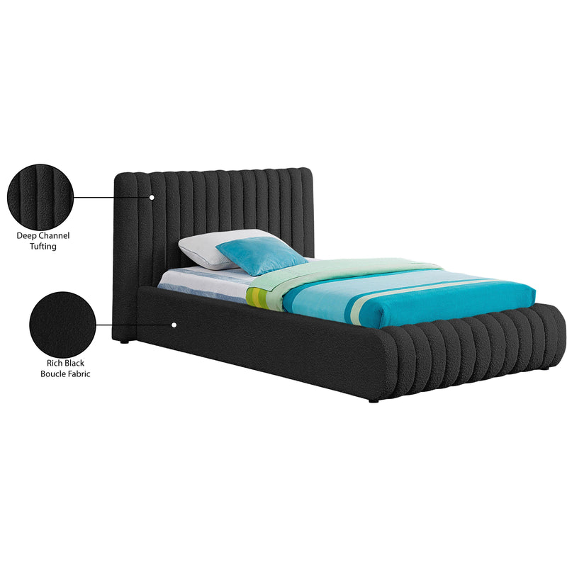 Meridian Nash Black Boucle Fabric Twin Bed IMAGE 10