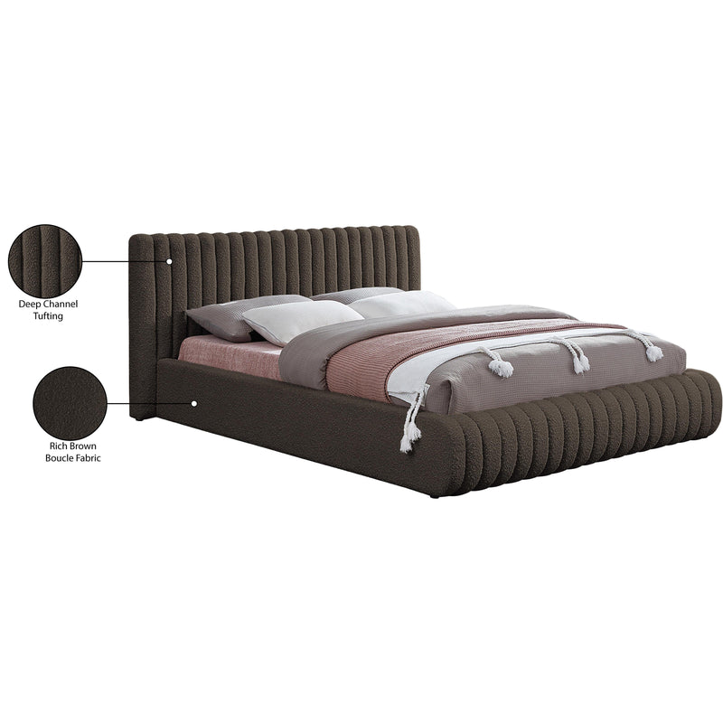 Meridian Nash Brown Boucle Fabric King Bed IMAGE 10