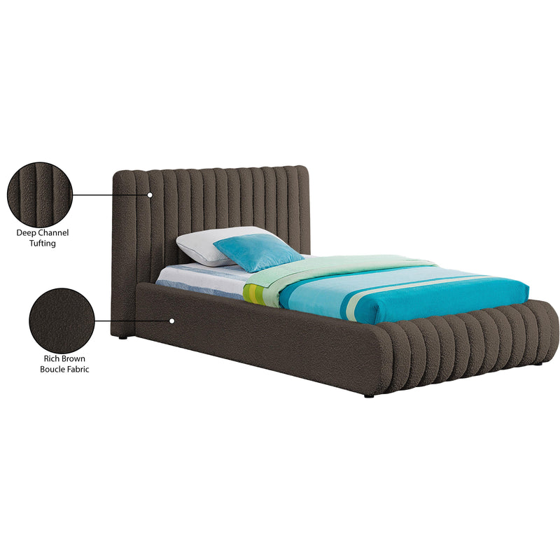 Meridian Nash Brown Boucle Fabric Twin Bed IMAGE 10