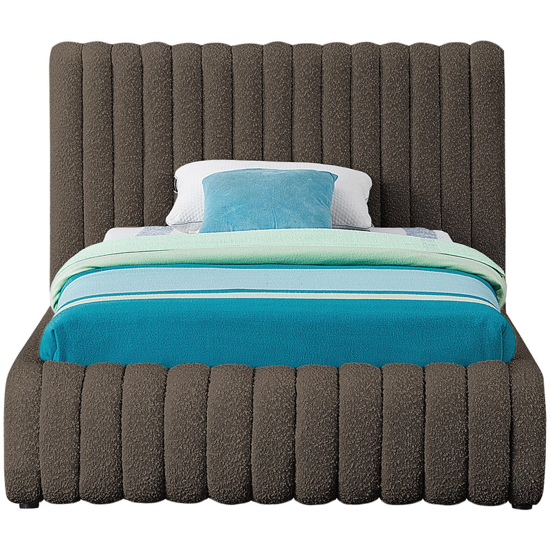 Meridian Nash Brown Boucle Fabric Twin Bed IMAGE 3