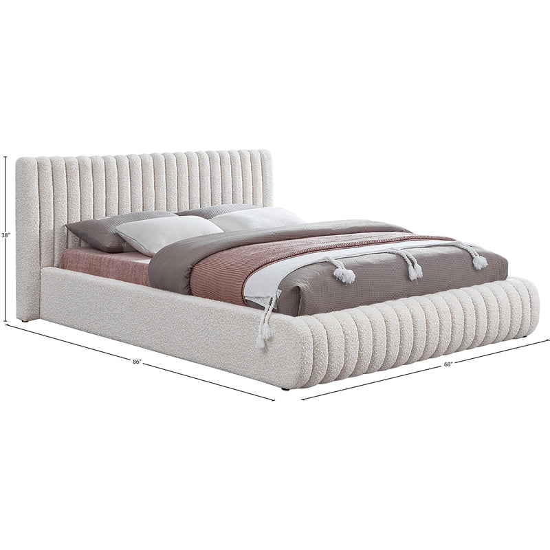 Meridian Nash Cream Boucle Fabric Full Bed IMAGE 9