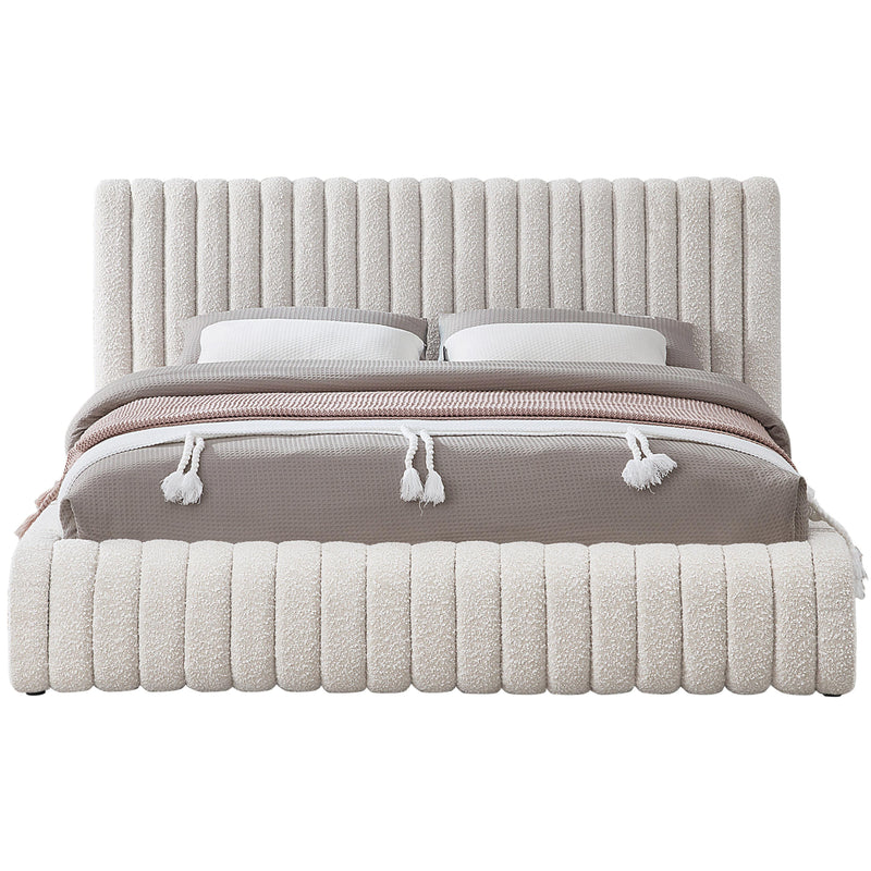 Meridian Nash Cream Boucle Fabric King Bed IMAGE 3