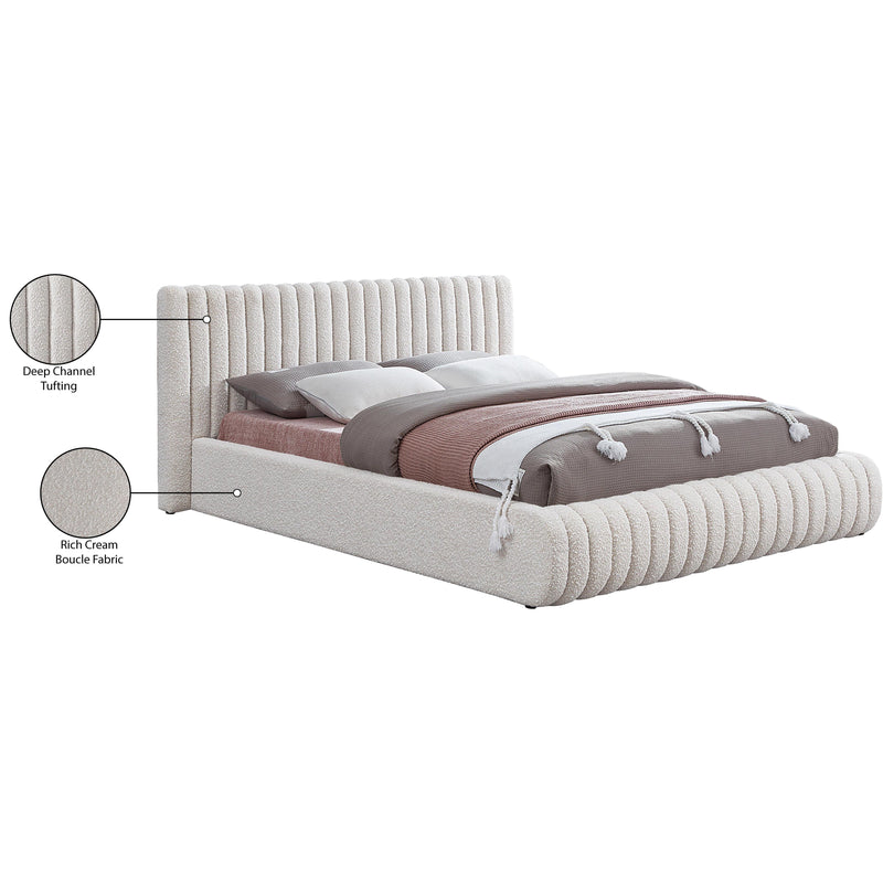 Meridian Nash Cream Boucle Fabric Queen Bed IMAGE 10
