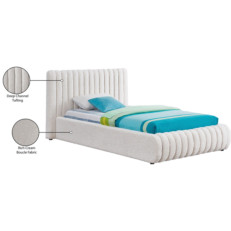 Meridian Nash Cream Boucle Fabric Twin Bed IMAGE 10