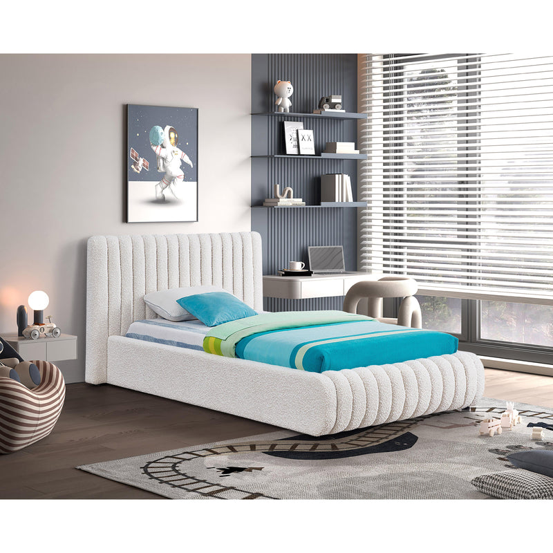 Meridian Nash Cream Boucle Fabric Twin Bed IMAGE 2