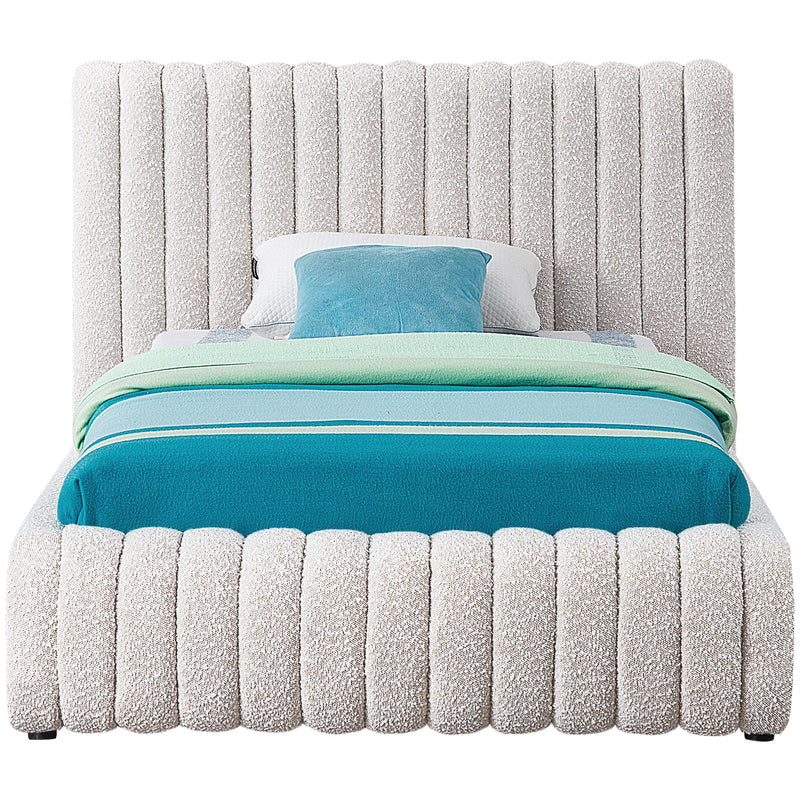 Meridian Nash Cream Boucle Fabric Twin Bed IMAGE 3