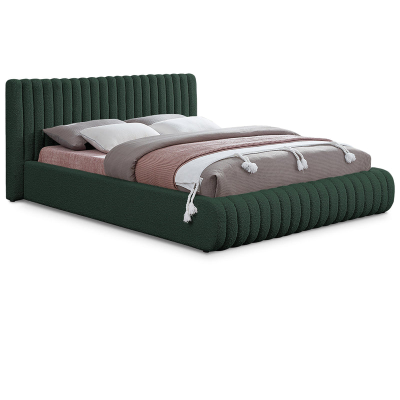 Meridian Nash Green Boucle Fabric King Bed IMAGE 1