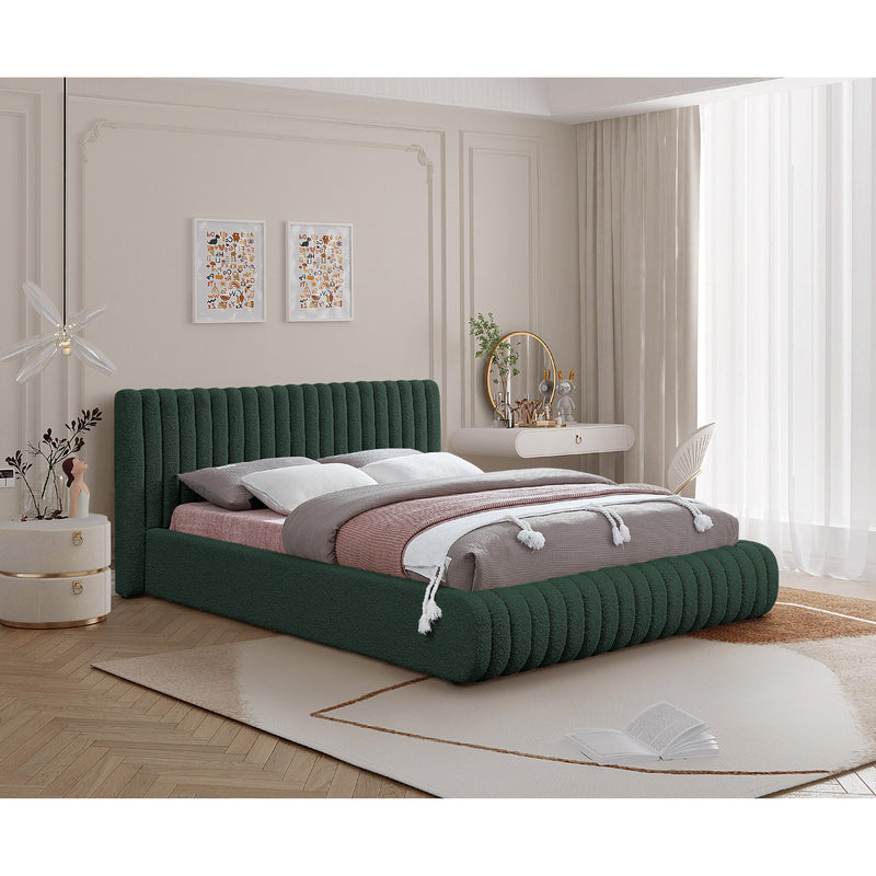 Meridian Nash Green Boucle Fabric Queen Bed IMAGE 2