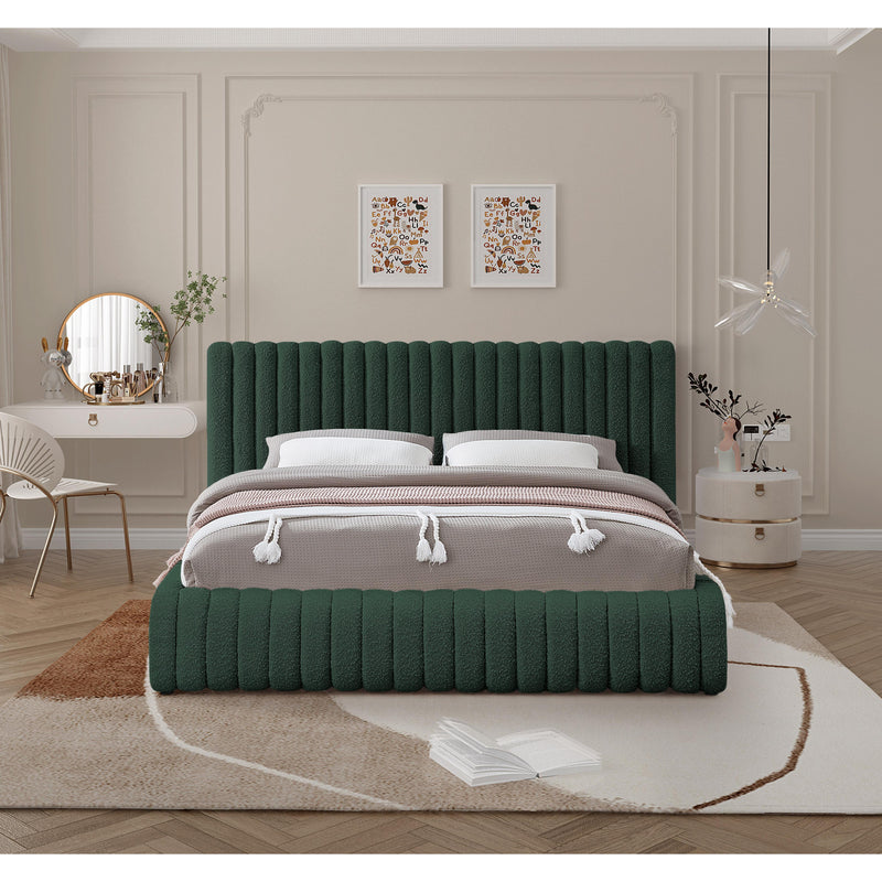 Meridian Nash Green Boucle Fabric Queen Bed IMAGE 4