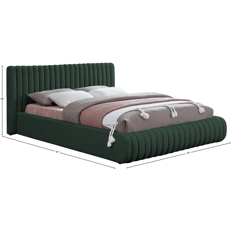 Meridian Nash Green Boucle Fabric Queen Bed IMAGE 9