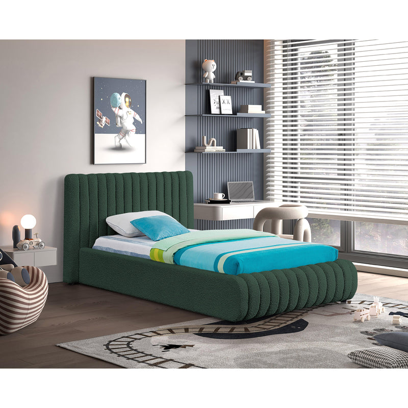 Meridian Nash Green Boucle Fabric Twin Bed IMAGE 2