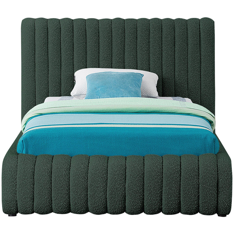 Meridian Nash Green Boucle Fabric Twin Bed IMAGE 3