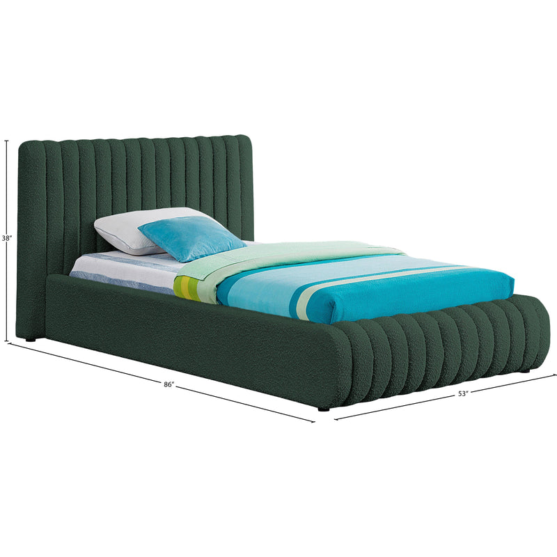 Meridian Nash Green Boucle Fabric Twin Bed IMAGE 9
