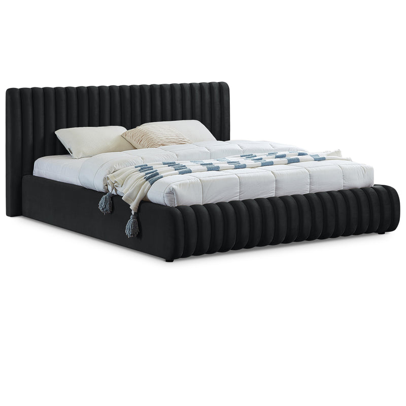 Meridian Nico Black Velvet Queen Bed IMAGE 1