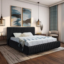 Meridian Nico Black Velvet Queen Bed IMAGE 2