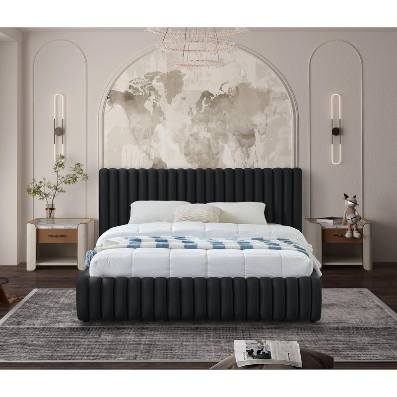 Meridian Nico Black Velvet Queen Bed IMAGE 4