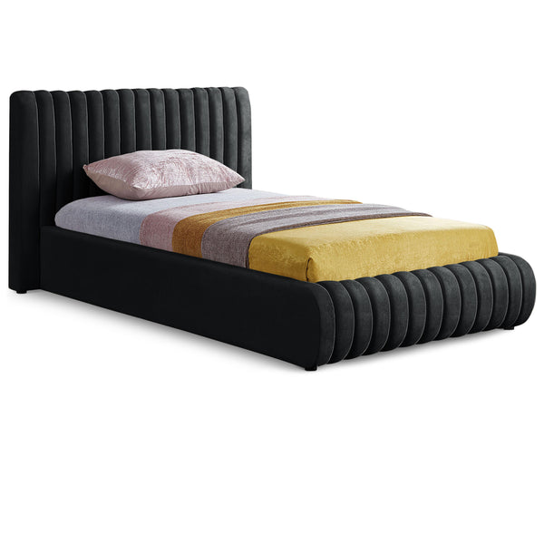 Meridian Nico Black Velvet Twin Bed IMAGE 1