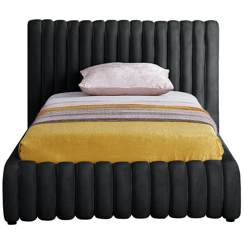 Meridian Nico Black Velvet Twin Bed IMAGE 3