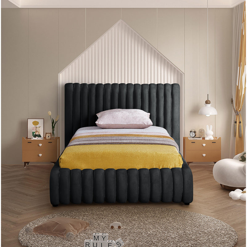 Meridian Nico Black Velvet Twin Bed IMAGE 4