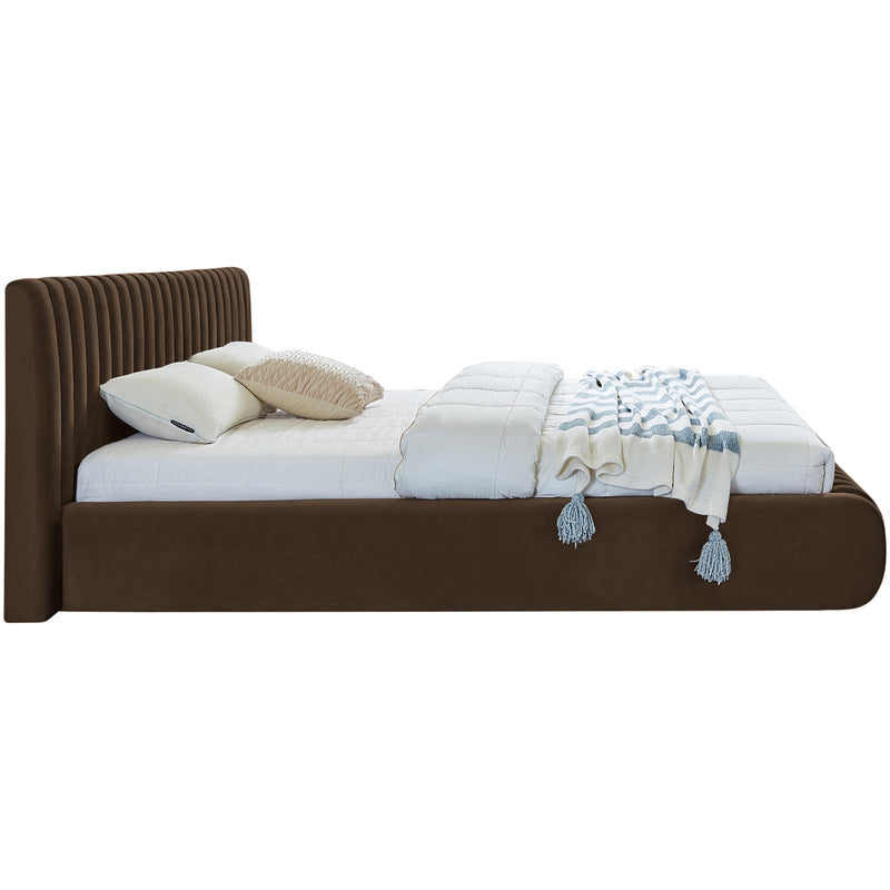 Meridian Nico Brown Velvet Queen Bed IMAGE 5