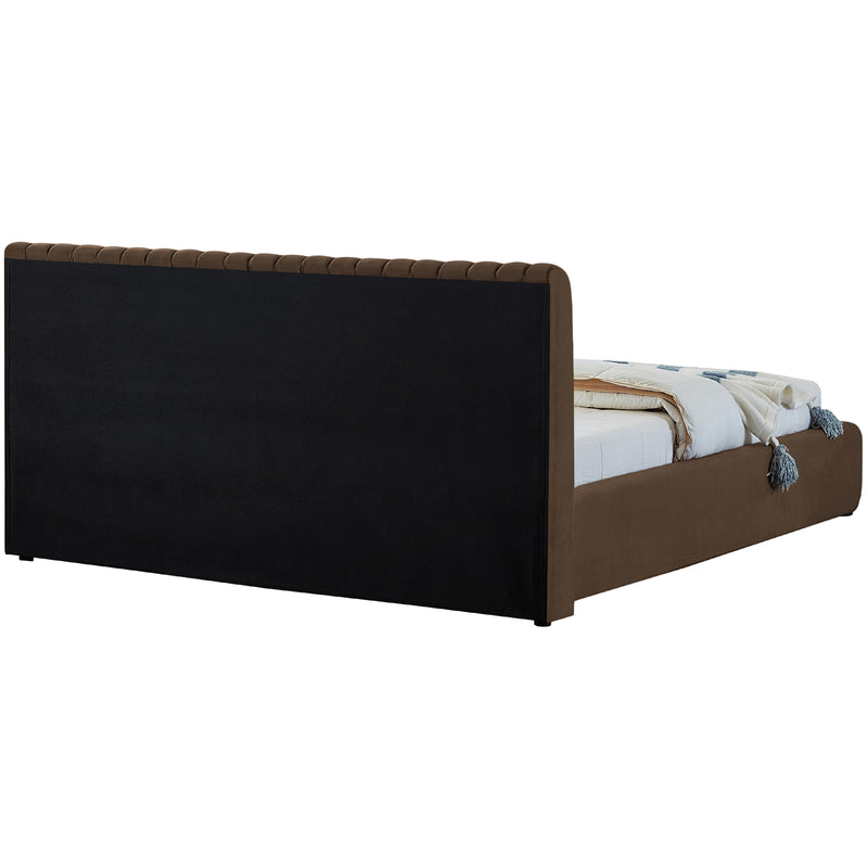 Meridian Nico Brown Velvet Queen Bed IMAGE 7