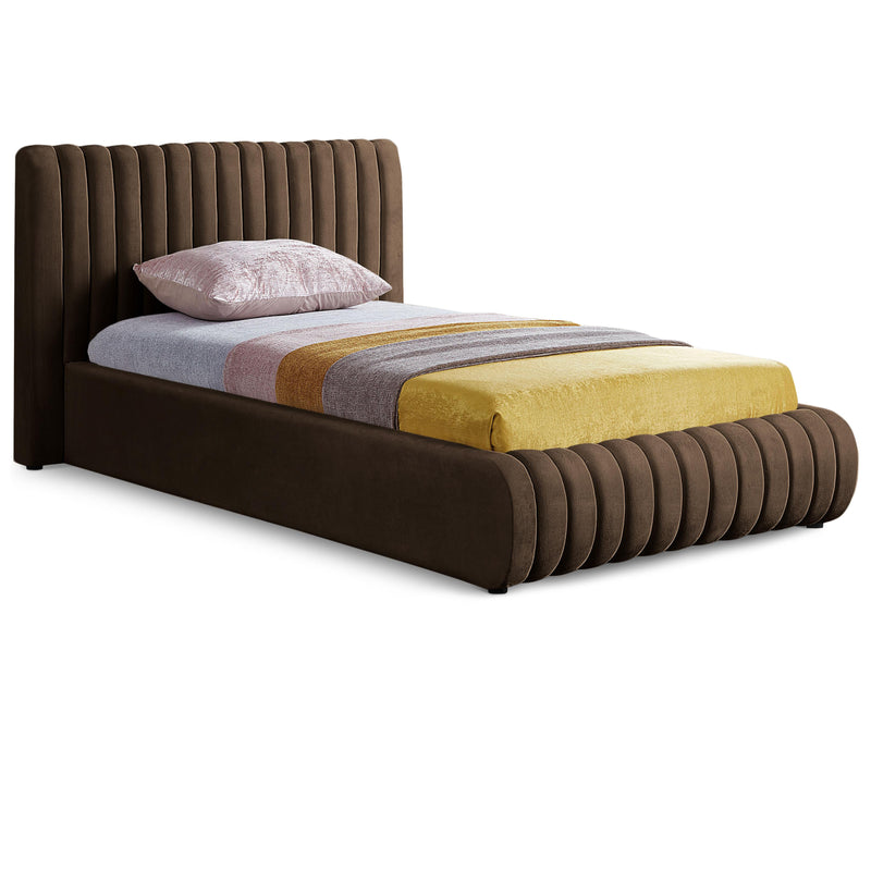 Meridian Nico Brown Velvet Twin Bed IMAGE 1