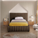 Meridian Nico Brown Velvet Twin Bed IMAGE 4