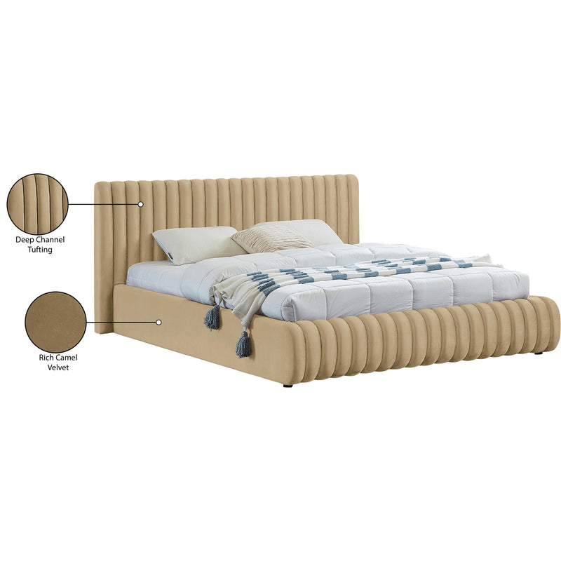 Meridian Nico Camel Velvet Full Bed IMAGE 9