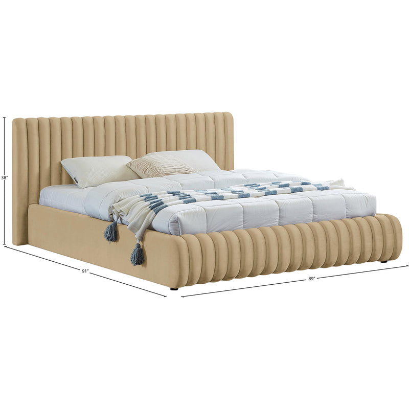 Meridian Nico Camel Velvet King Bed IMAGE 8