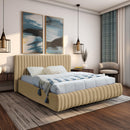 Meridian Nico Camel Velvet Queen Bed IMAGE 2