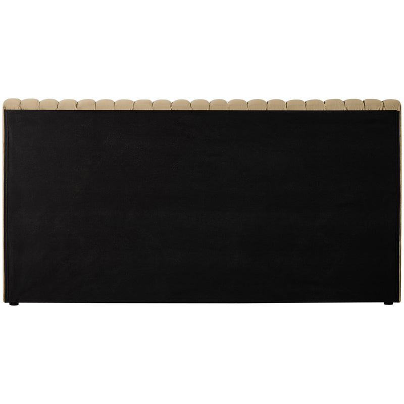 Meridian Nico Camel Velvet Queen Bed IMAGE 6