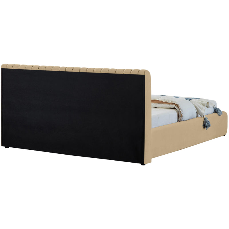 Meridian Nico Camel Velvet Queen Bed IMAGE 7