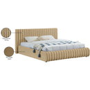 Meridian Nico Camel Velvet Queen Bed IMAGE 9