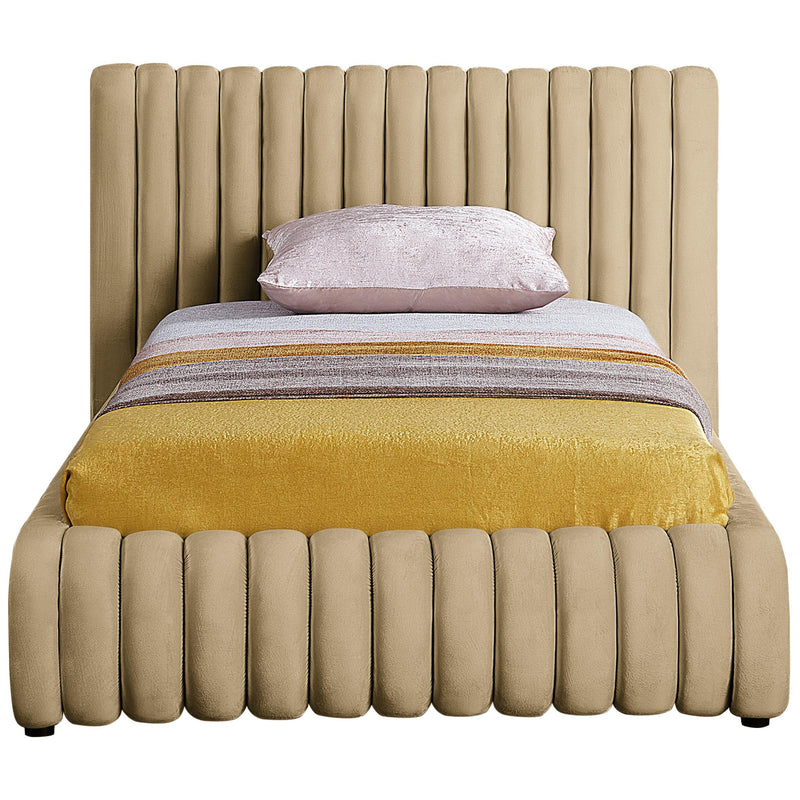 Meridian Nico Camel Velvet Twin Bed IMAGE 3